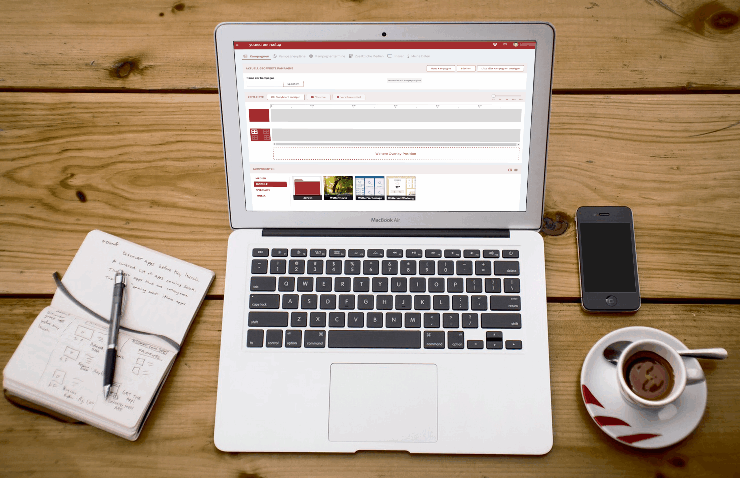 yourscreen Kampagnenmanager auf einem Notebook